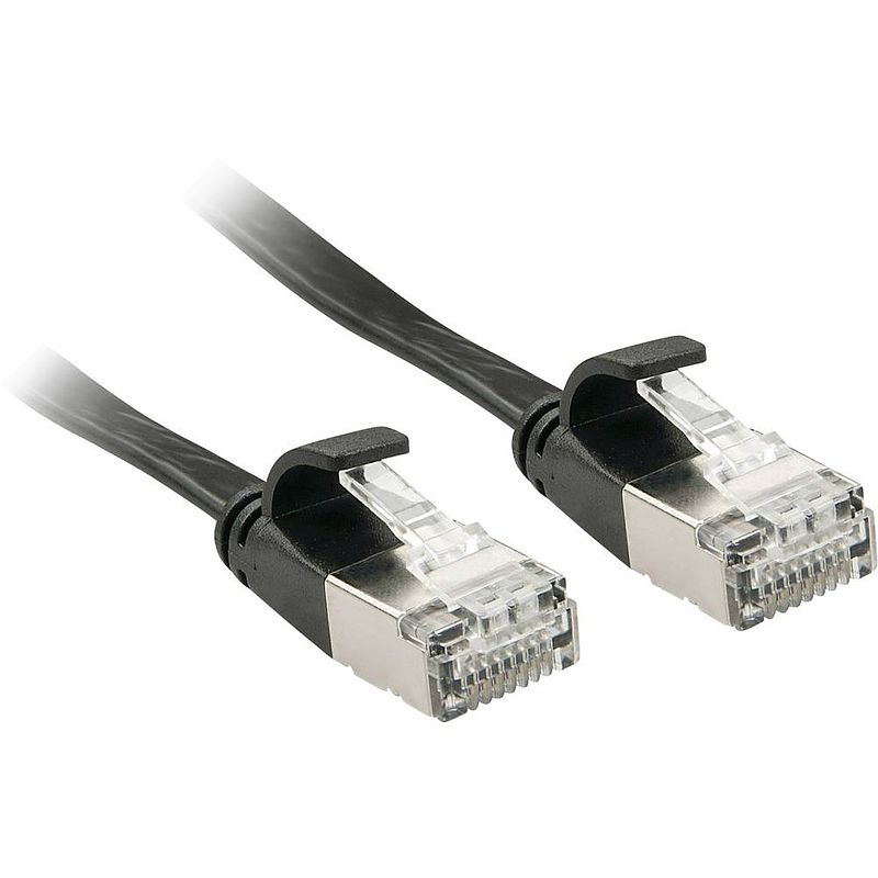 Foto van Lindy 47481 rj45 netwerkkabel, patchkabel cat 6a u/ftp 1.00 m zwart snagless 1 stuk(s)