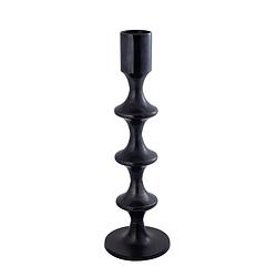 Foto van Ptmd taika black alu round candle holder tabs high