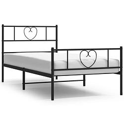 Foto van Vidaxl bedframe met hoofd- en voeteneinde metaal zwart 75x190 cm