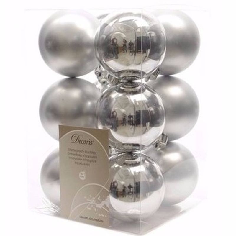 Foto van Ambiance christmas kerstboom decoratie kerstballen zilver 12 stuks - kerstbal