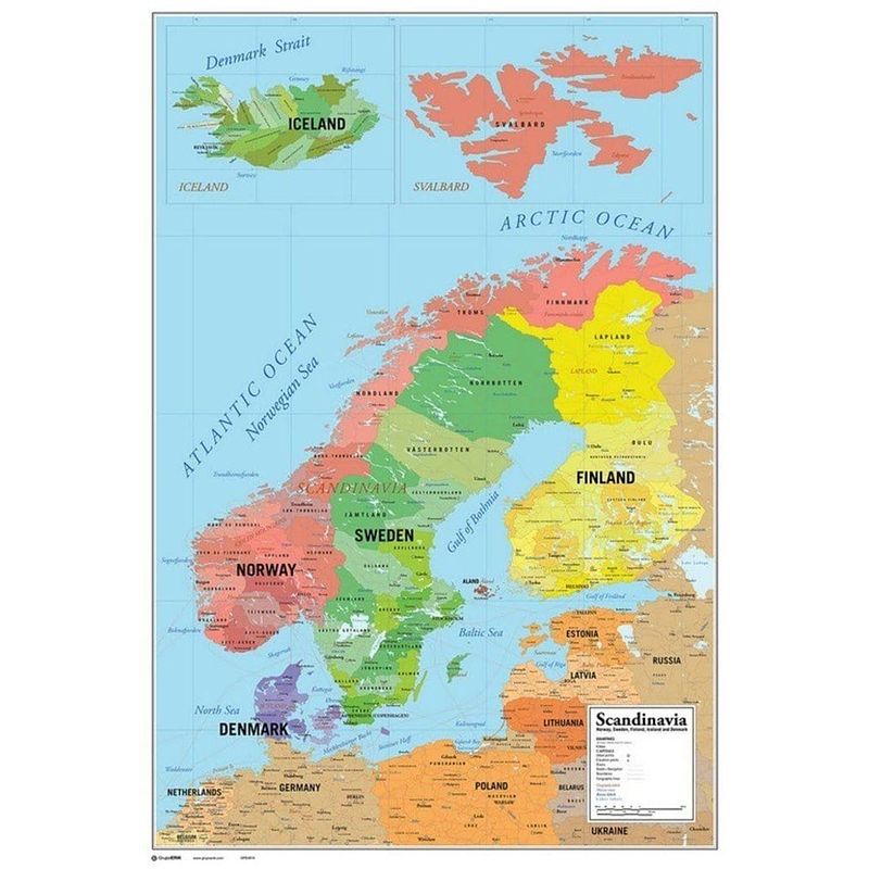 Foto van Grupo erik map scandinavia poster 61x91,5cm