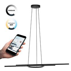 Foto van Eglo connect.z zillerio-z smart hanglamp - 116 cm - zwart/wit