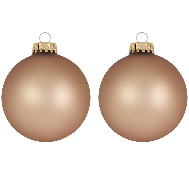 Foto van 24x stuks glazen kerstballen 7 cm cappuccino velvet bruin mat - kerstbal