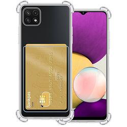 Foto van Basey samsung galaxy a22 5g hoesje siliconen hoes case cover met pasjeshouder - transparant