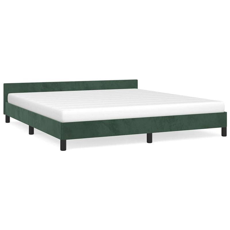 Foto van The living store bedframe velvet - donkergroen - 203 x 183 x 50 cm - multiplex lattenbodem