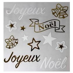 Foto van Peha stickerset ""joyeux noël"" 28,5 x 30,5 cm wit/goud 12-delig