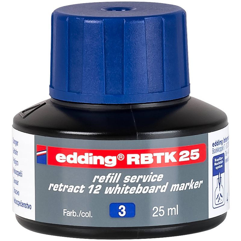 Foto van Edding rbtk 25 (25 ml) navulinkt voor boardmarkers o.a. e-12 - kleur; blauw - potje
