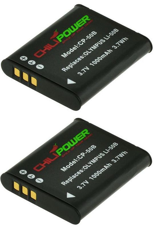 Foto van Chilipower li-50b accu voor olympus - 1000mah - 2-pack