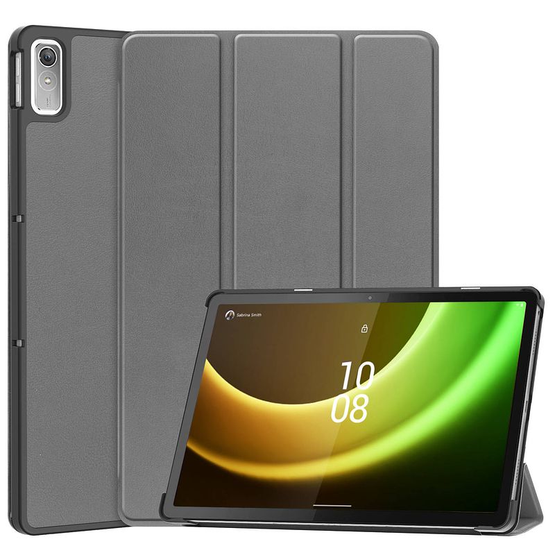 Foto van Basey lenovo tab p11 (2e gen) hoesje kunstleer hoes case cover lenovo tab p11 (2e gen)-grijs