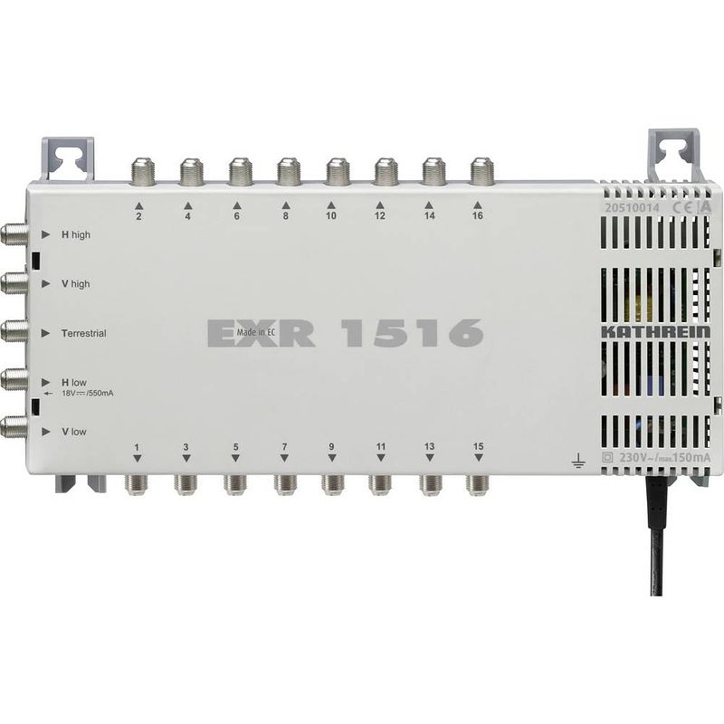 Foto van Kathrein exr 1516 satelliet multiswitch ingangen (satelliet): 5 (4 satelliet / 1 terrestrisch) aantal gebruikers: 16