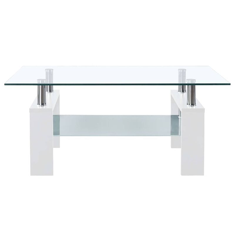 Foto van Infiori salontafel 95x55x40 cm gehard glas transparant en wit