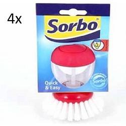 Foto van Sorbo quick&easy afwasborstel - met doseerpomp - multipak 4 stuks
