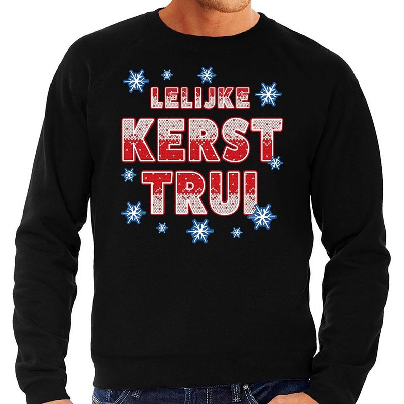 Foto van Foute kerstborrel trui / kersttrui lelijke kerst trui zwart voor heren 2xl (56) - kerst truien