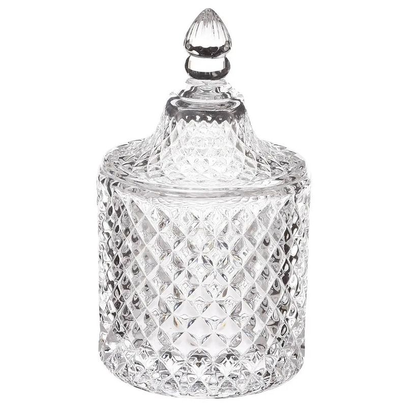 Foto van Snoeppot/voorraadpot 0,28l diamant glas met deksel - voorraadpot