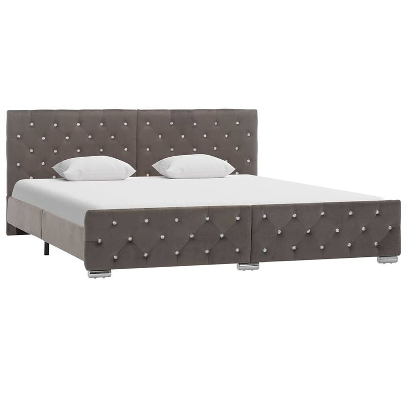 Foto van Vidaxl bedframe fluweel grijs 180x200 cm