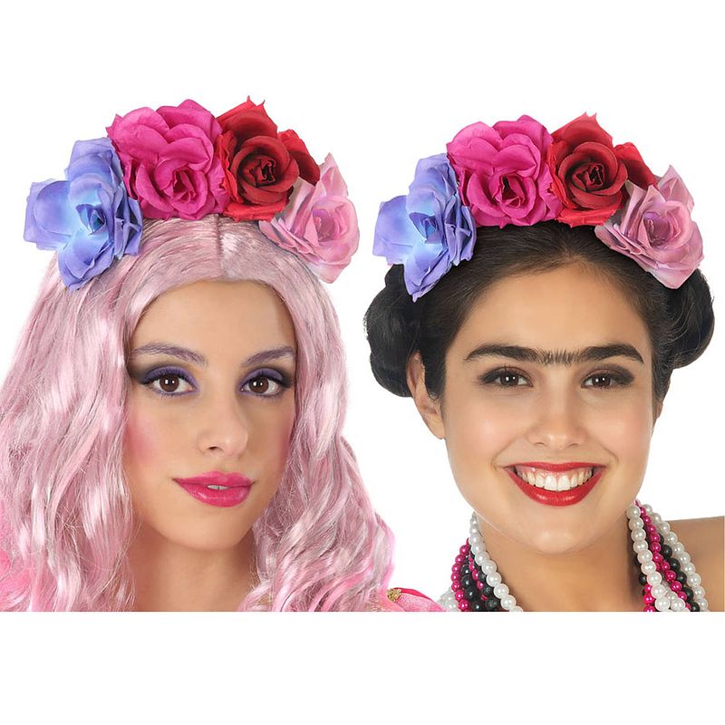 Foto van Halloween/horror verkleed diadeem/tiara - met grote bloemen - kunststof - dames/meisjes - verkleedhoofddeksels