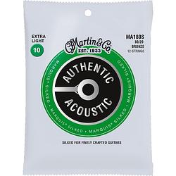 Foto van Martin strings ma180s authentic silked 80/20 bronze 12-string