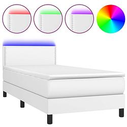 Foto van Infiori boxspring met matras en led kunstleer wit 100x200 cm