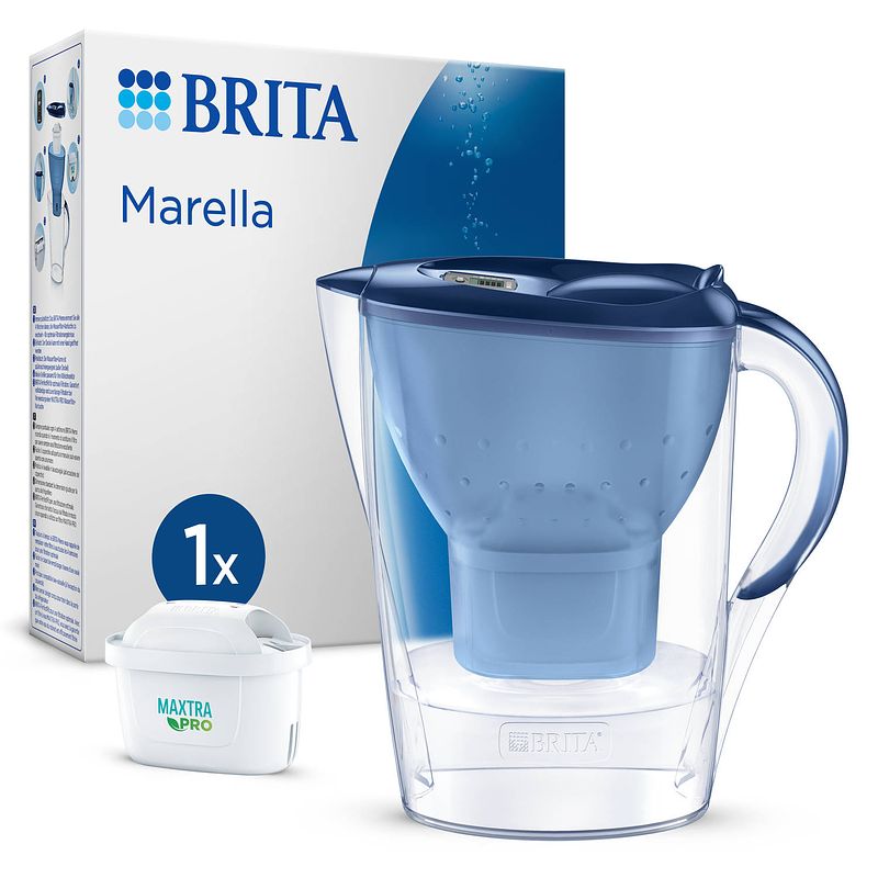 Foto van Brita - waterfilterkan - marella cool - inclusief 1 maxtra pro all-in-1 waterfilterpatroon - blauw - 2,4l
