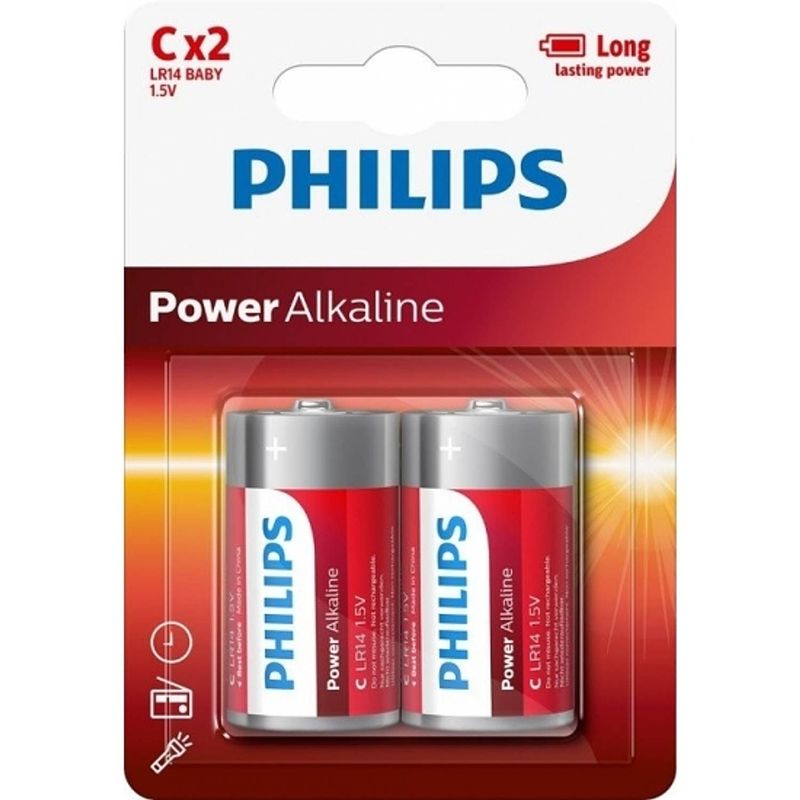 Foto van 6x philips c batterijen 1.5 v - lr14 - alkaline - batterij / accu