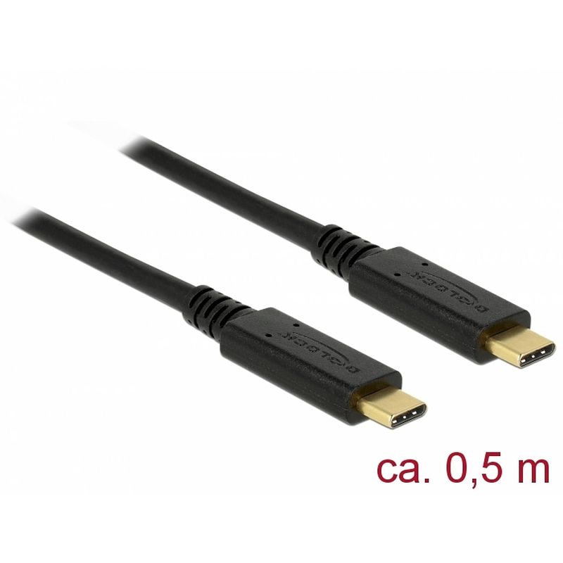 Foto van Delock usb 3.1 gen 2 (10 gbps) type-c usb kabel 3a, 0,5 meter