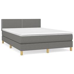 Foto van The living store boxspringbed - pocketvering - middelhard - donkergrijs - 203x144x78/88 cm - inclusief matras en