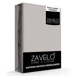 Foto van Zavelo katoen - hoeslaken katoen satijn grijs - zijdezacht - extra hoog-1-persoons (90x220 cm)