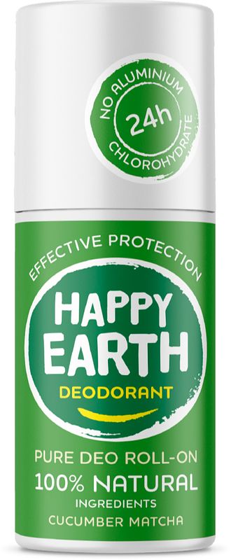 Foto van Happy earth 100% natuurlijke deo roll-on cucumber matcha