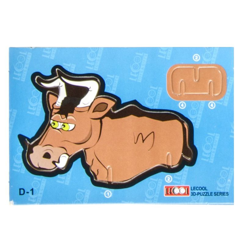 Foto van Lg-imports 3d-puzzel stier 10,5 cm karton bruin 7 stukjes