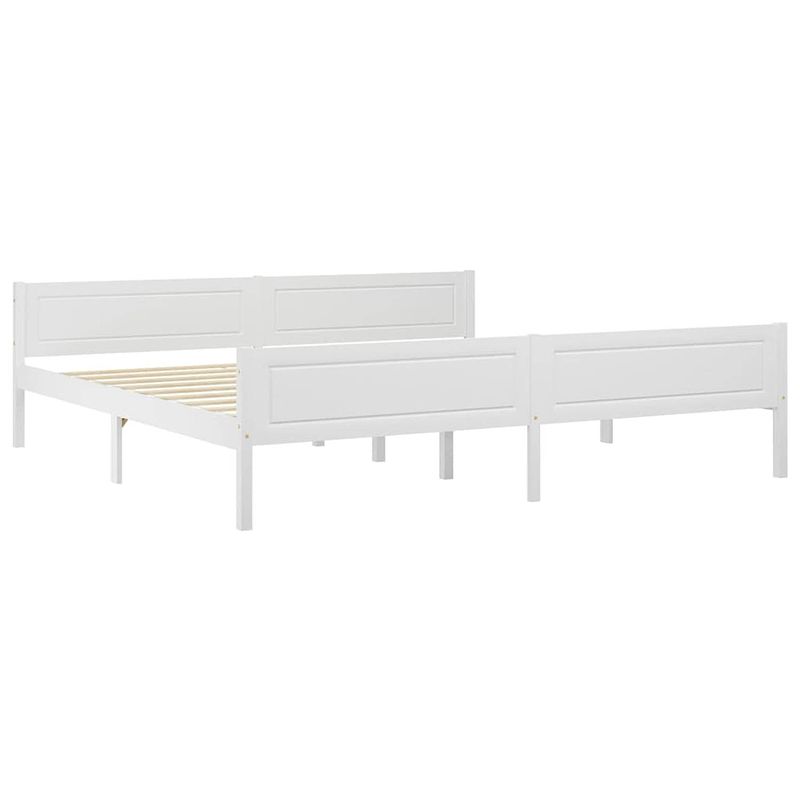 Foto van The living store bedframe - grenenhout - wit - 206 x 206 x 63 cm - matras niet inbegrepen