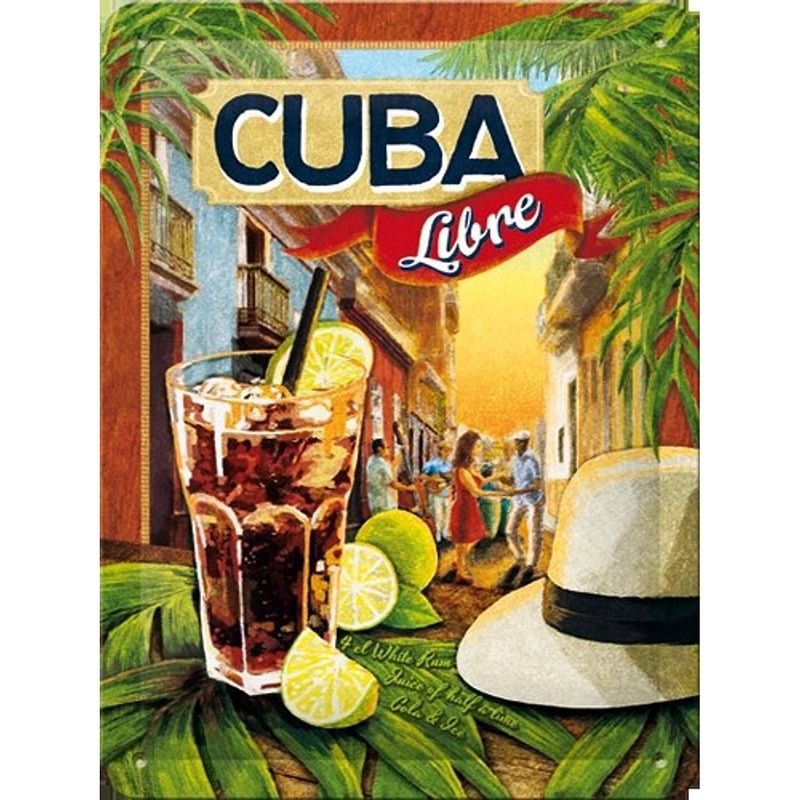 Foto van Tinnen plaatje cuba libre 15 x 20 cm - metalen wandbordjes