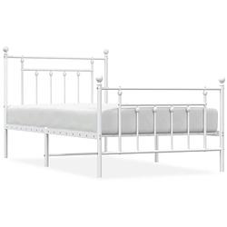 Foto van Vidaxl bedframe met hoofd- en voeteneinde metaal wit 100x190 cm