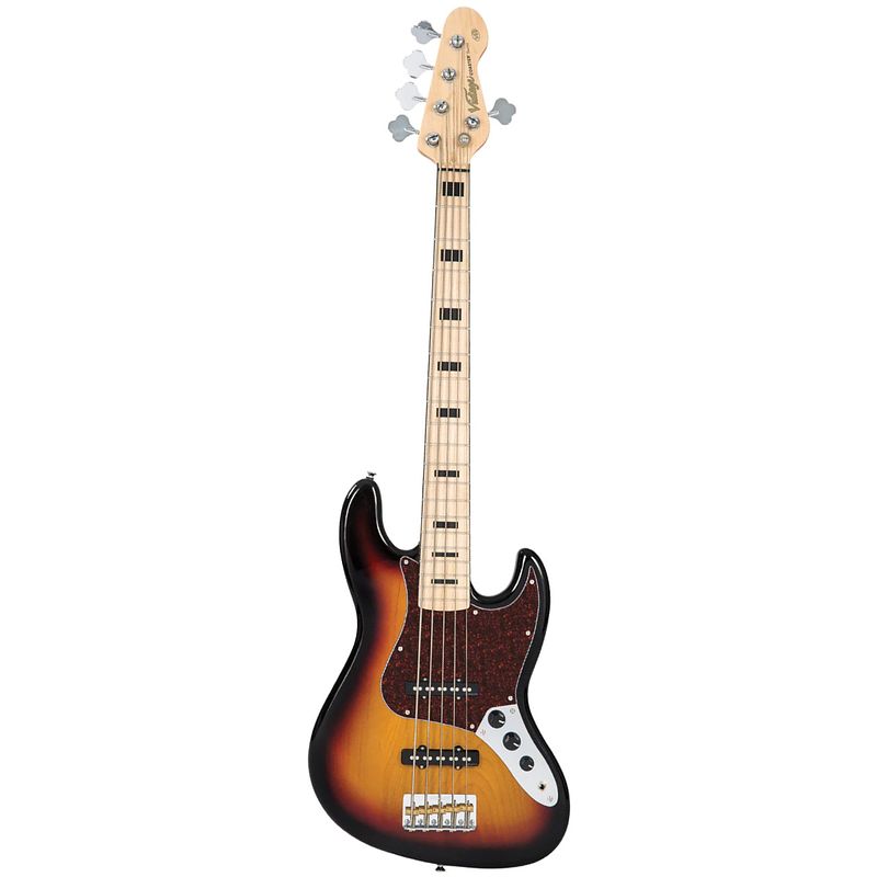 Foto van Vintage v495sb coaster series 5-string 3-tone sunburst vijfsnarige elektrische basgitaar