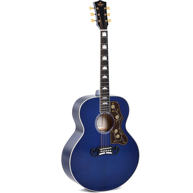 Foto van Sigma guitars gja-sg200-rbl sg series elektr. akoest. westerngitaar blauw + gigbag