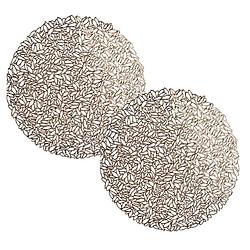 Foto van Set van 2x stuks ronde gedecoreerde placemats metallic koper look diameter 38 cm - placemats