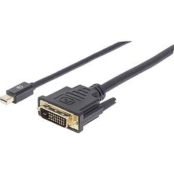 Foto van Manhattan mini-displayport / dvi adapterkabel mini displayport stekker, dvi-d 24+1-polige stekker 1.80 m zwart 152150 folie afscherming, rond, ul