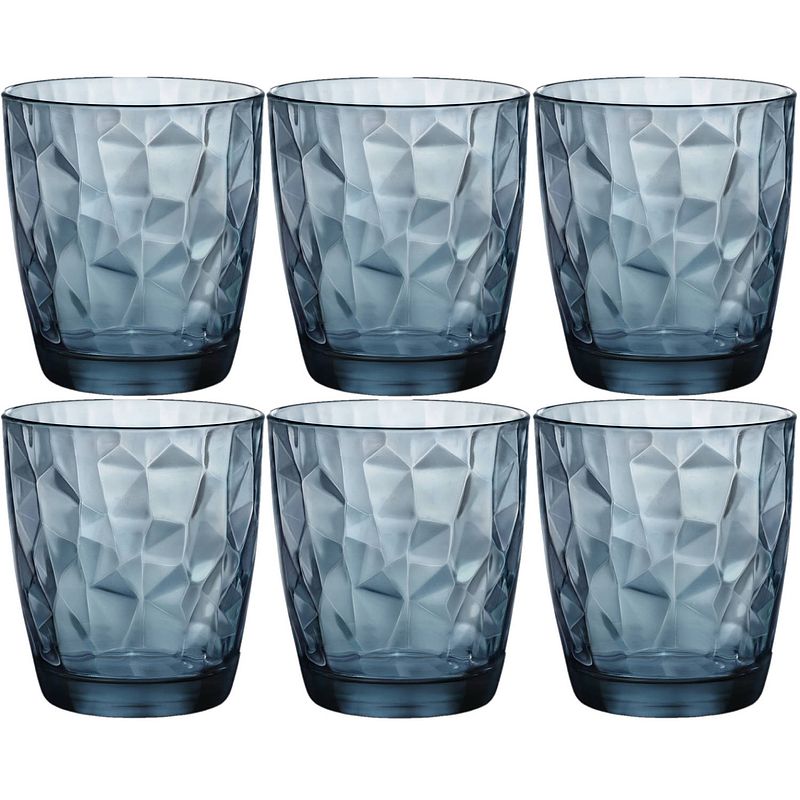 Foto van Bormioli rocco diamond waterglas - blauw - 30 cl - set-6