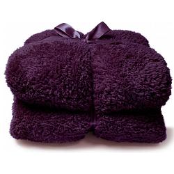 Foto van Droomtextiel teddy plaid paars 150 x 200 cm - teddy deken - super zacht - warm en donzig - bank plaid