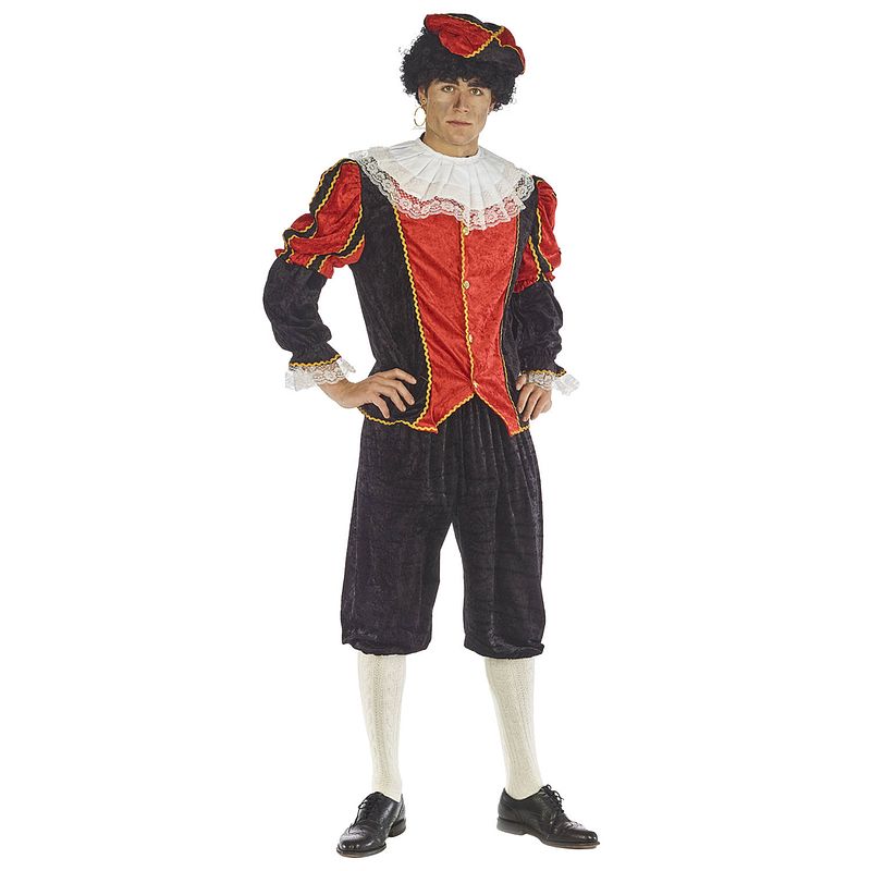 Foto van Piet verkleed kostuum 4-delig - zwart/rood - voor volwassenen 50 (m) - carnavalskostuums