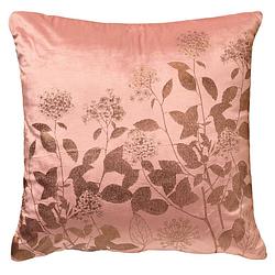 Foto van Dutch decor rosalie - kussenhoes met bloemenpatroon 45x45 cm muted clay - velvet - roze - roze