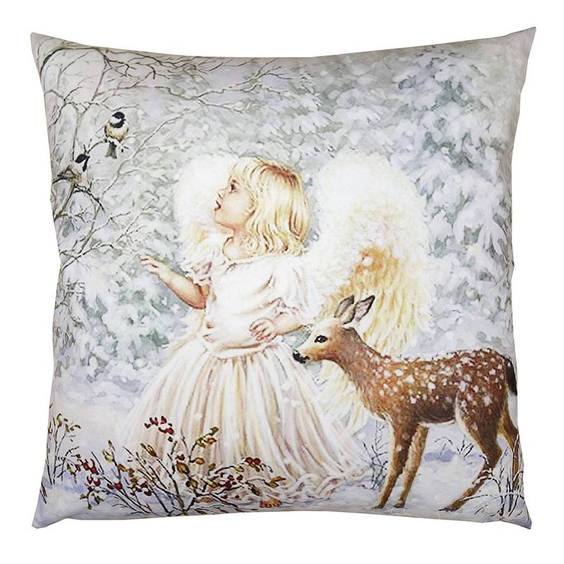 Foto van Haes deco - kerst kussenhoes 45x45 cm - wit - collectie: romantic christmas - sierkussen, kussenhoes