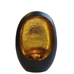 Foto van Casa di elturo kandelaar golden egg - zwart/goud - large - h 21 cm