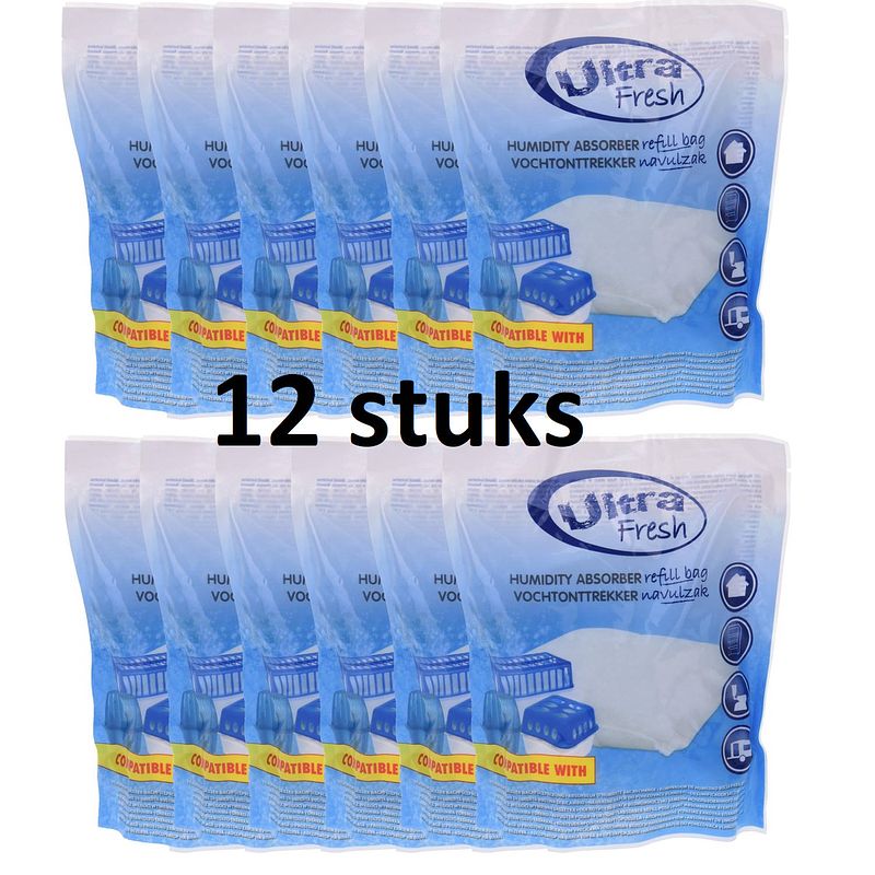 Foto van Ultra fresh - vochtvanger navulling - vochtontrekker navulzak - vochtvreter - 12 x 450gr - voordeelverpakking