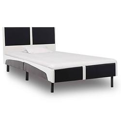 Foto van The living store bedframe klassiek zwart-wit - 210x95x68 cm - stevig en duurzaam met gepoedercoat stalen poten -