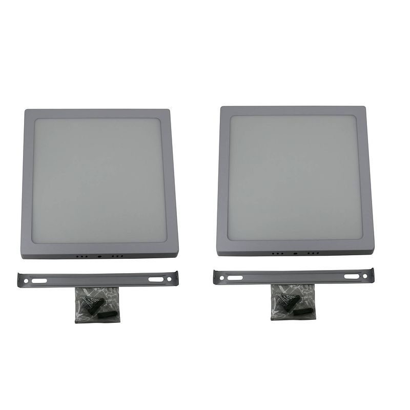 Foto van 2x led lamp / plafondlampen 18w aluminium en mat glas 20,5 x 20,5 cm - plafonniere