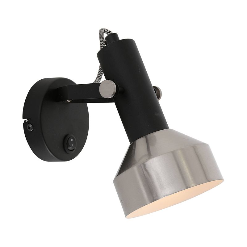 Foto van Mexlite acier wandlamp staal metaal kapdiameter: 11 cm