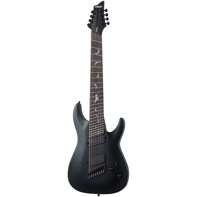 Foto van Schecter damien-8 multiscale elektrische gitaar satin black
