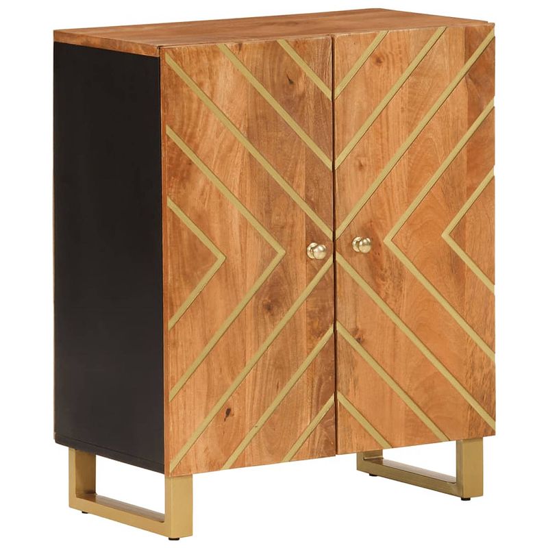 Foto van Vidaxl dressoir 60x33,5x75 cm massief mangohout bruin en zwart