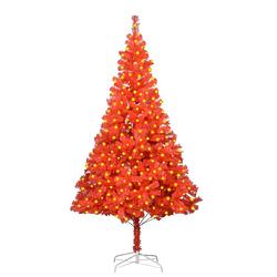 Foto van Vidaxl kunstkerstboom met led's en standaard 210 cm pvc rood