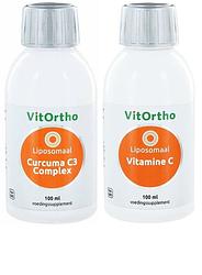Foto van Vitortho liposomaal curcuma c3 complex + vitamine c combivoordeel